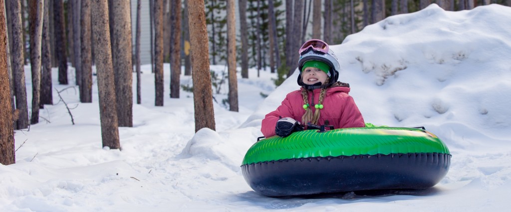 Tubing the cabin driveway