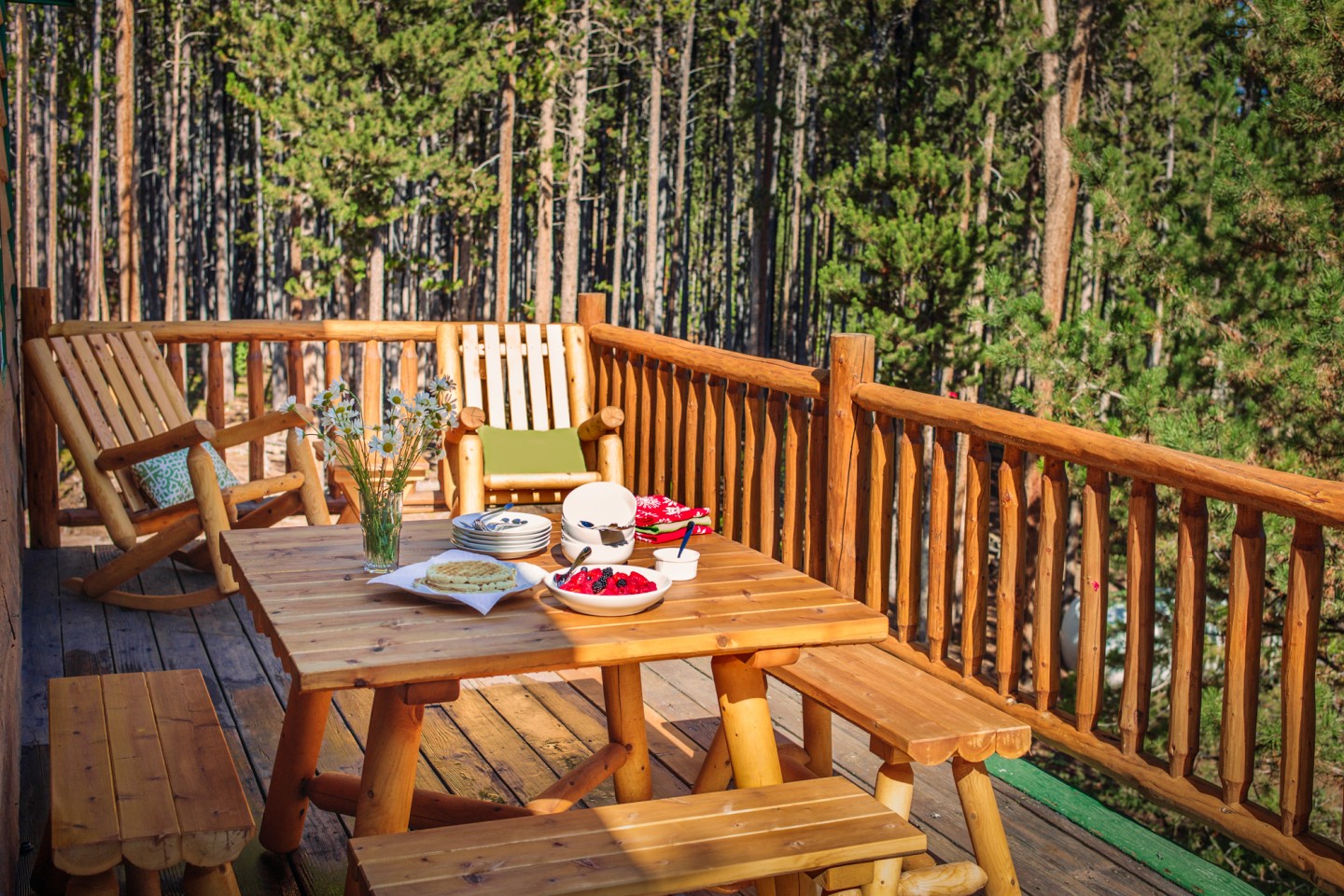 Breakfast on the deck in summer